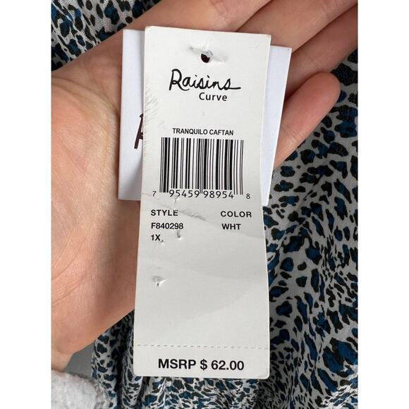 Women's Raisins Curve Blue White Animal Print Swim Beach Cover-Up 1X - Picture 6 of 8